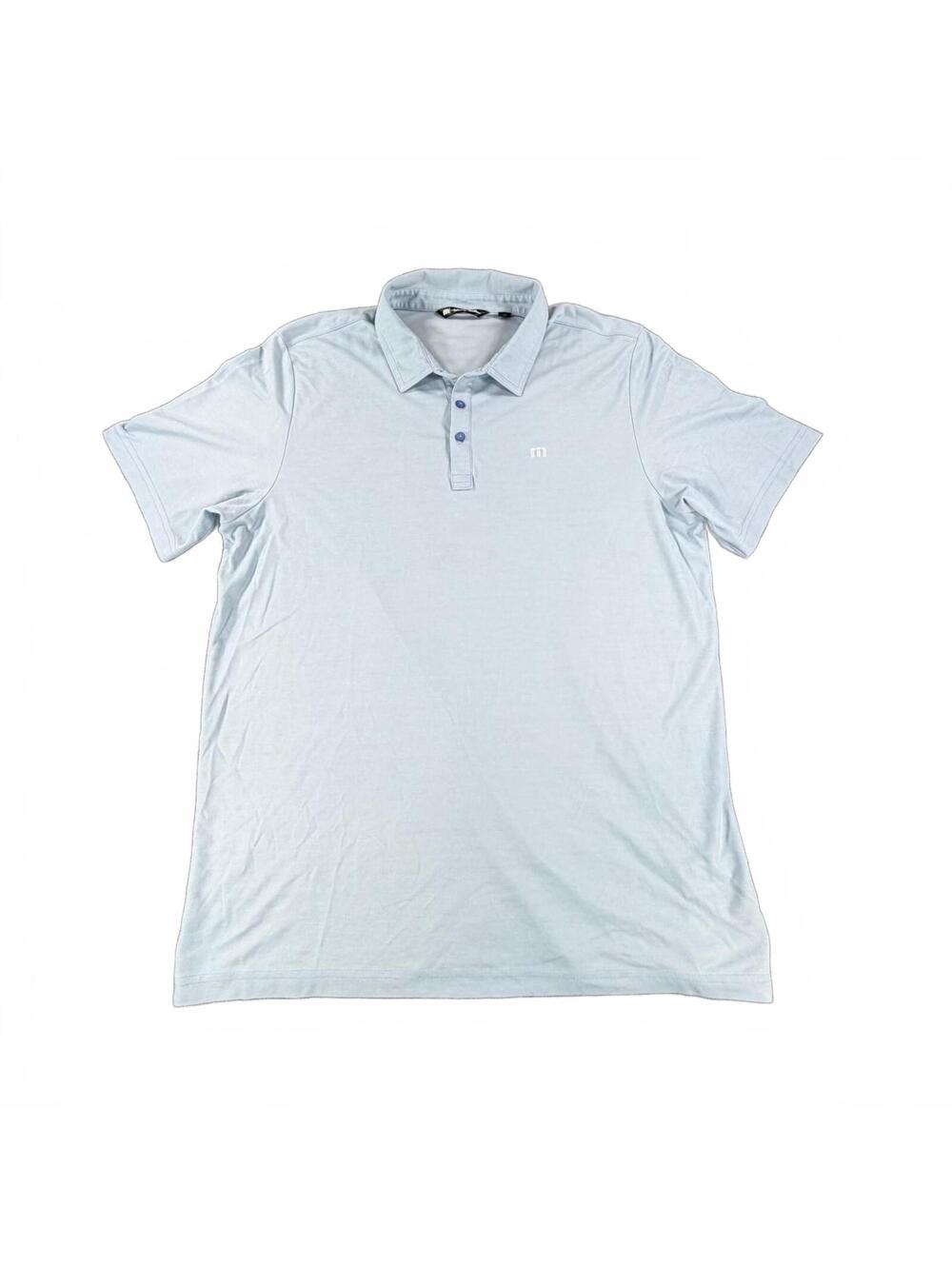 Men's TravisMathew Golf Athletic Light Blue Polo Shirt Size XXL